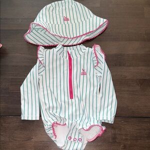 Eddie Bauer Baby White and Green Swimsuit